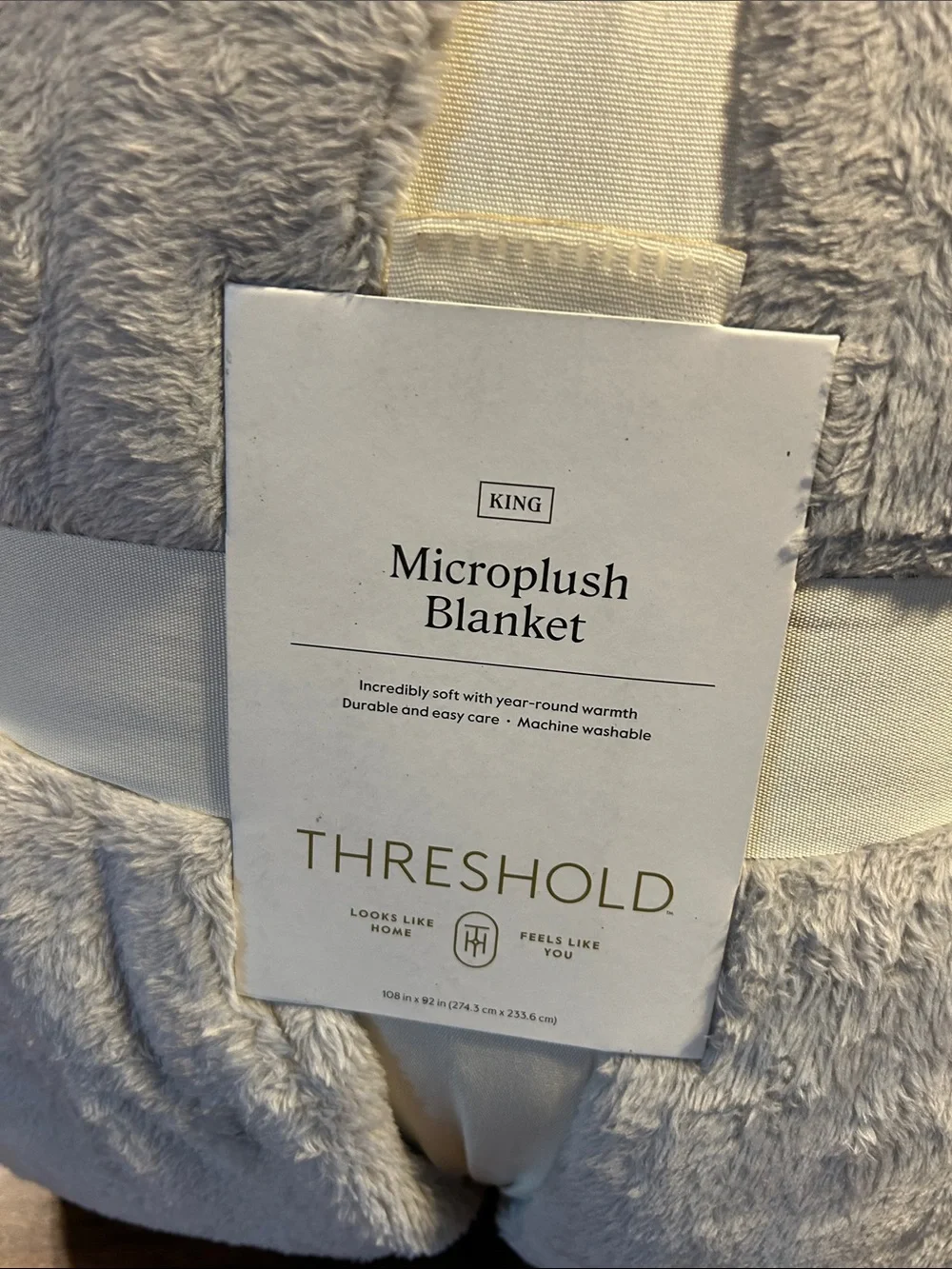 Threshold Plush Microplush Blanket - Light Gray